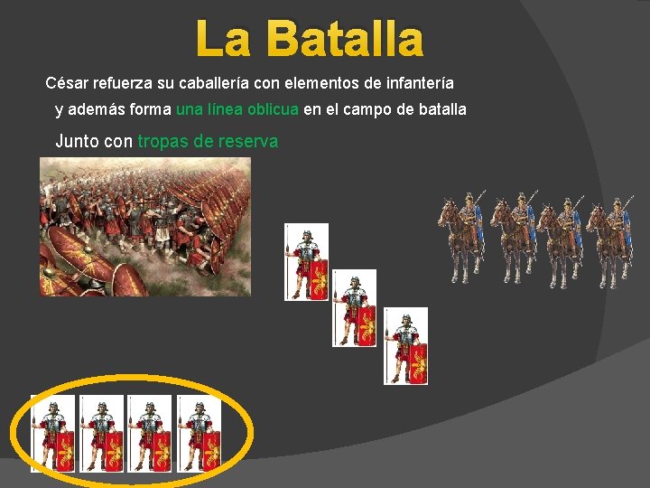 La Batalla César refuerza su caballería con elementos de infantería y además forma una