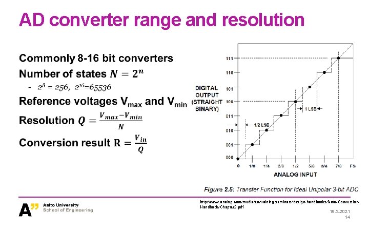 AD converter range and resolution http: //www. analog. com/media/en/training-seminars/design-handbooks/Data-Conversion. Handbook/Chapter 2. pdf 18. 2. AD converter range and resolution http: //www. analog. com/media/en/training-seminars/design-handbooks/Data-Conversion. Handbook/Chapter 2. pdf 18. 2.