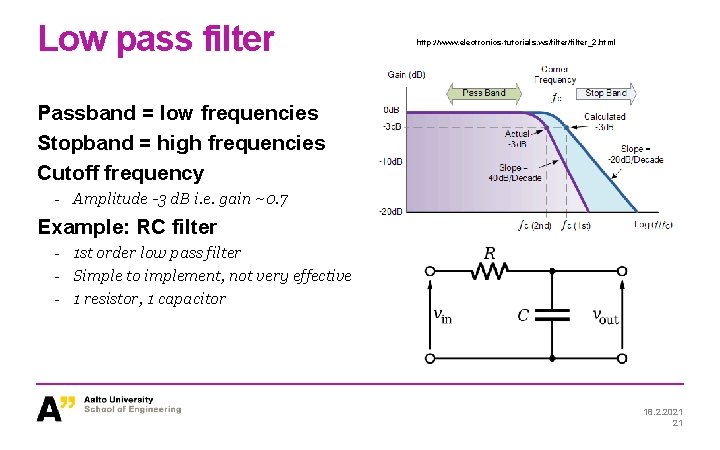 Low pass filter http: //www. electronics-tutorials. ws/filter_2. html Passband = low frequencies Stopband = Low pass filter http: //www. electronics-tutorials. ws/filter_2. html Passband = low frequencies Stopband =