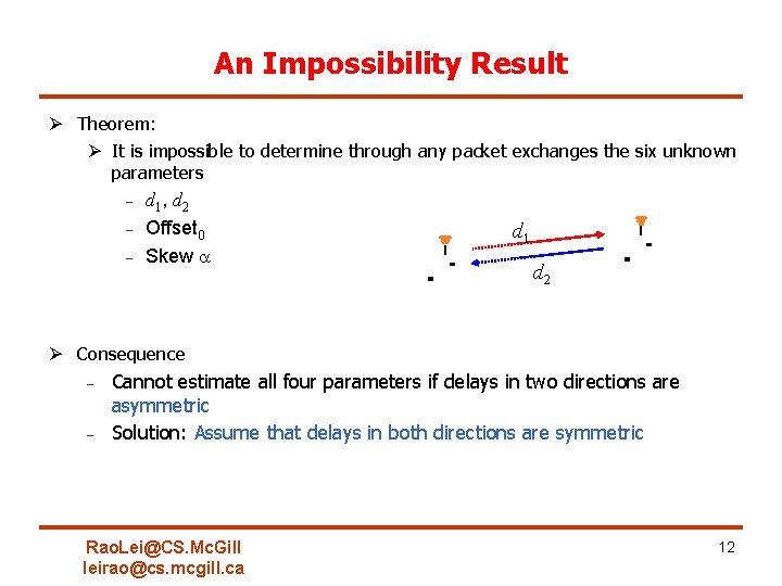 An Impossibility Result Ø Theorem: Ø It is impossible to determine through any packet