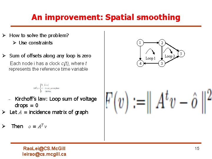 An improvement: Spatial smoothing Ø How to solve the problem? Ø Use constraints 1