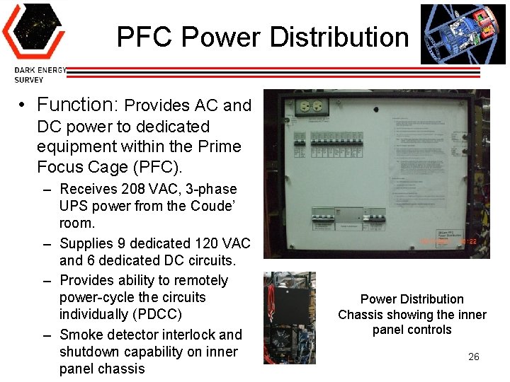 PFC Power Distribution • Function: Provides AC and DC power to dedicated equipment within