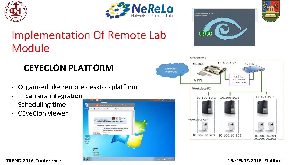 Implementation Of Remote Lab Module CEYECLON PLATFORM - Organized like remote desktop platform IP