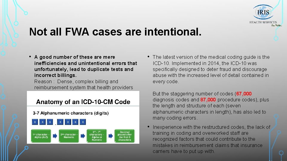 Not all FWA cases are intentional. • A good number of these are mere