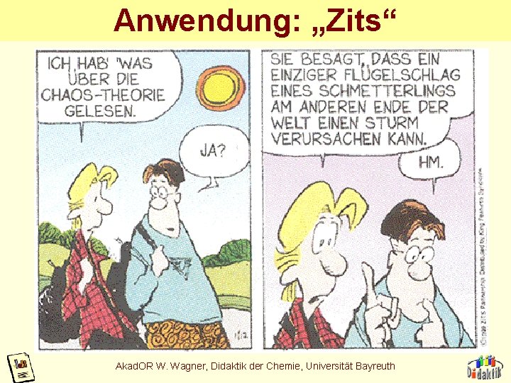 Anwendung: „Zits“ Akad. OR W. Wagner, Didaktik der Chemie, Universität Bayreuth Anwendung: „Zits“ Akad. OR W. Wagner, Didaktik der Chemie, Universität Bayreuth