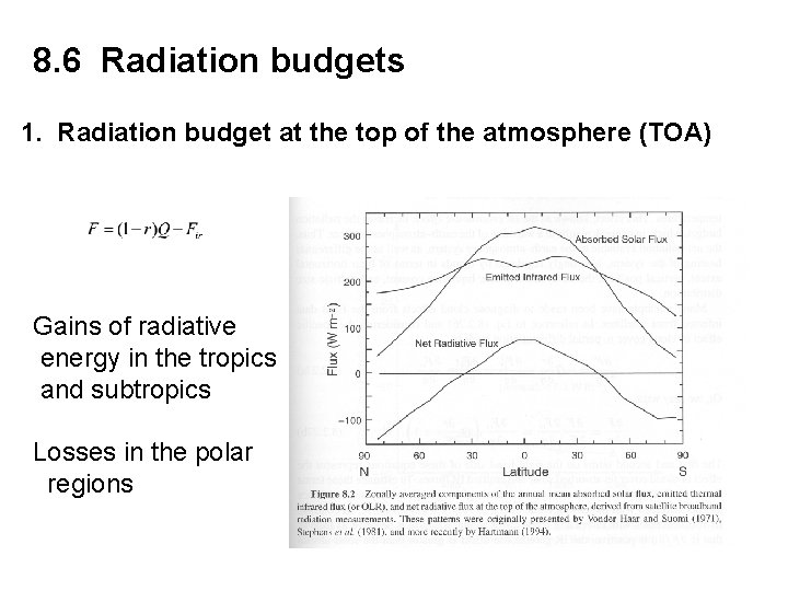 8. 6 Radiation budgets 1. Radiation budget at the top of the atmosphere (TOA)