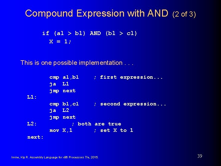 Compound Expression with AND (2 of 3) if (al > bl) AND (bl >