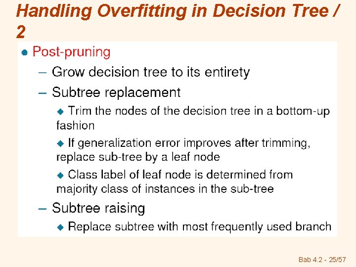 Handling Overfitting in Decision Tree / 2 Bab 4. 2 - 25/57 