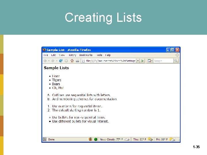 Creating Lists 1 -35 