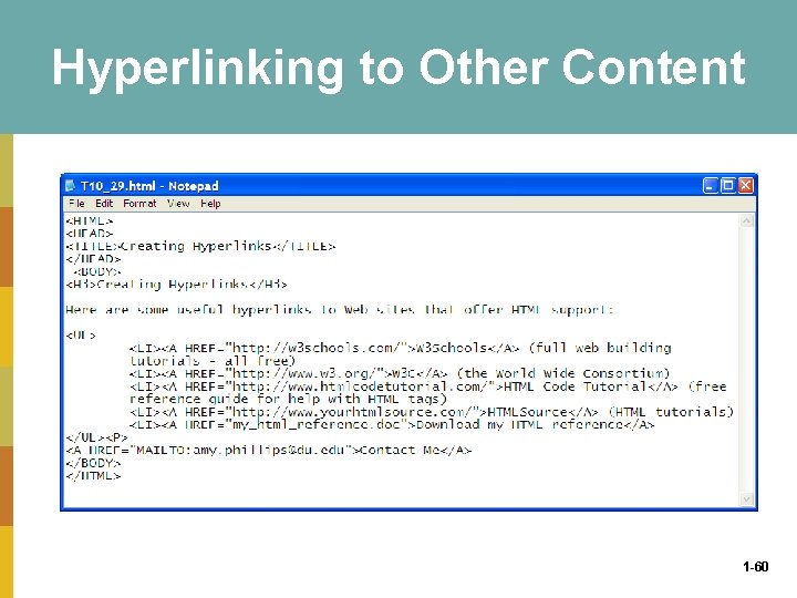 Hyperlinking to Other Content 1 -60 