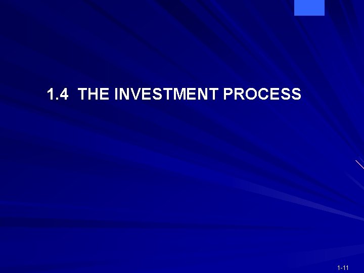 1. 4 THE INVESTMENT PROCESS 1 -11 