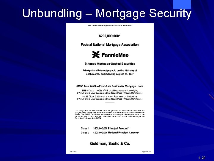 Unbundling – Mortgage Security 1 -28 