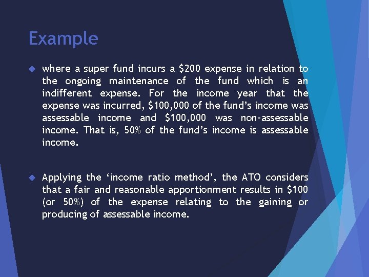 Example where a super fund incurs a $200 expense in relation to the ongoing