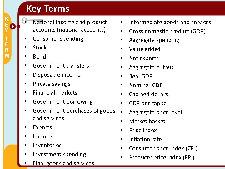 Key Terms • National income and product accounts (national accounts) • Consumer spending •