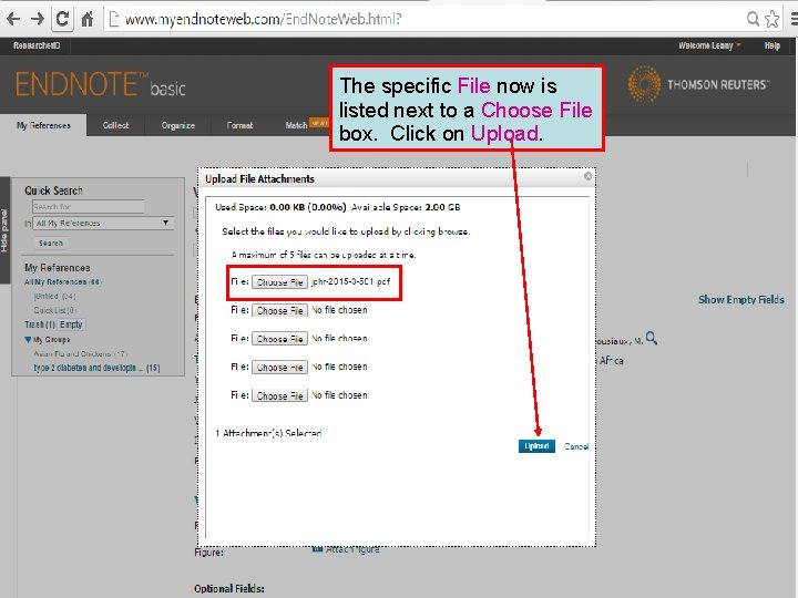 The specific File now is listed next to a Choose File box. Click on