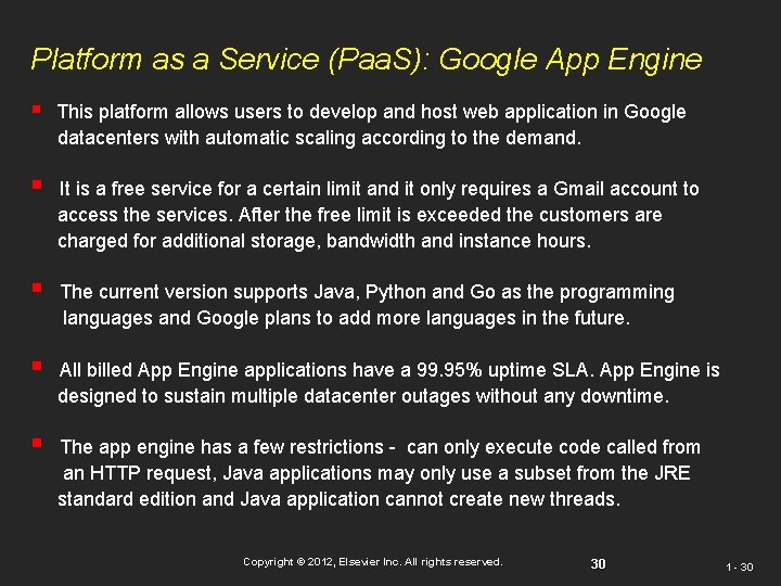 Platform as a Service (Paa. S): Google App Engine § This platform allows users Platform as a Service (Paa. S): Google App Engine § This platform allows users