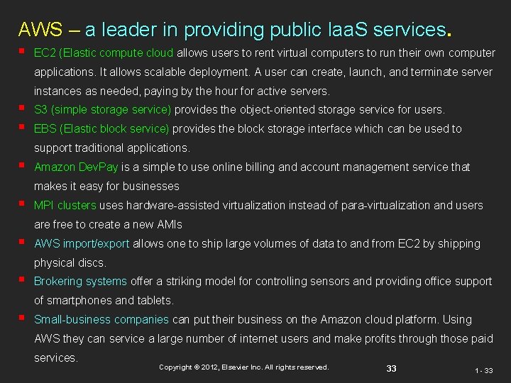 AWS – a leader in providing public Iaa. S services § EC 2 (Elastic AWS – a leader in providing public Iaa. S services § EC 2 (Elastic