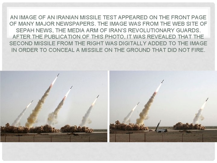 AN IMAGE OF AN IRANIAN MISSILE TEST APPEARED ON THE FRONT PAGE OF MANY