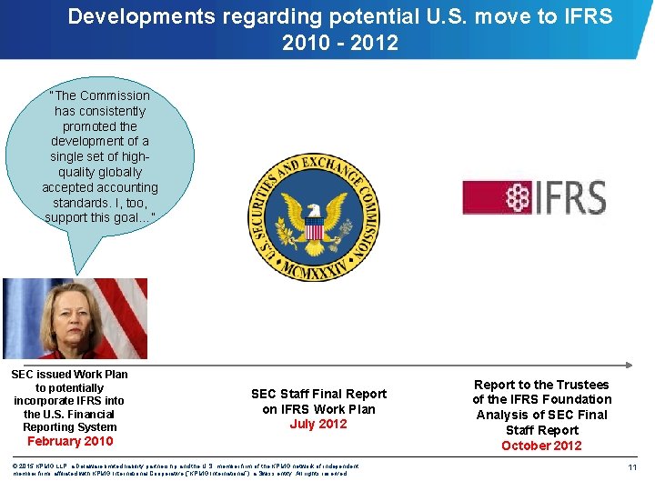 Developments regarding potential U. S. move to IFRS 2010 - 2012 “The Commission has