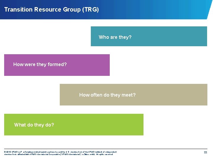 Transition Resource Group (TRG) Who are they? How were they formed? How often do