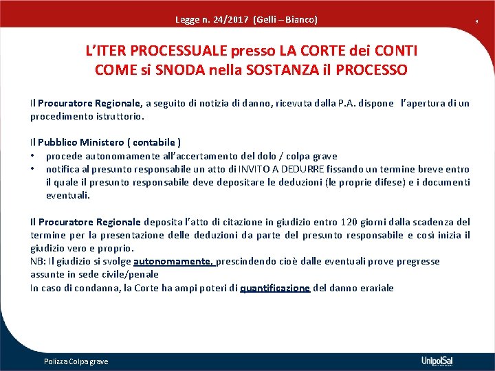 Legge n. 24/2017 (Gelli – Bianco) L’ITER PROCESSUALE presso LA CORTE dei CONTI COME