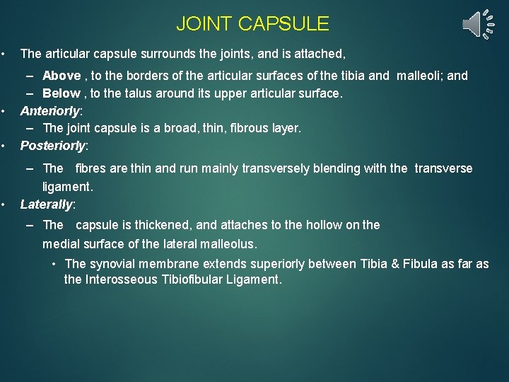 JOINT CAPSULE • The articular capsule surrounds the joints, and is attached, • •