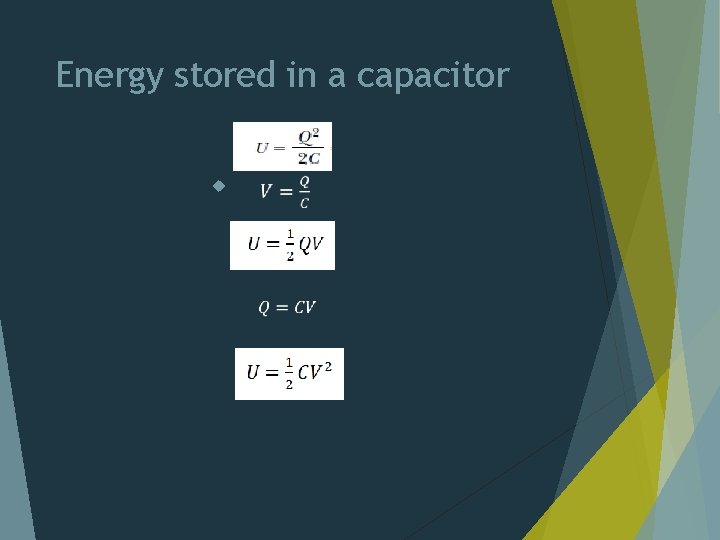 Energy stored in a capacitor 