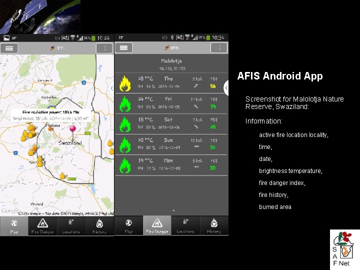 AFIS Android App ü ü Screenshot for Malolotja Nature Reserve, Swaziland: Information: ü active