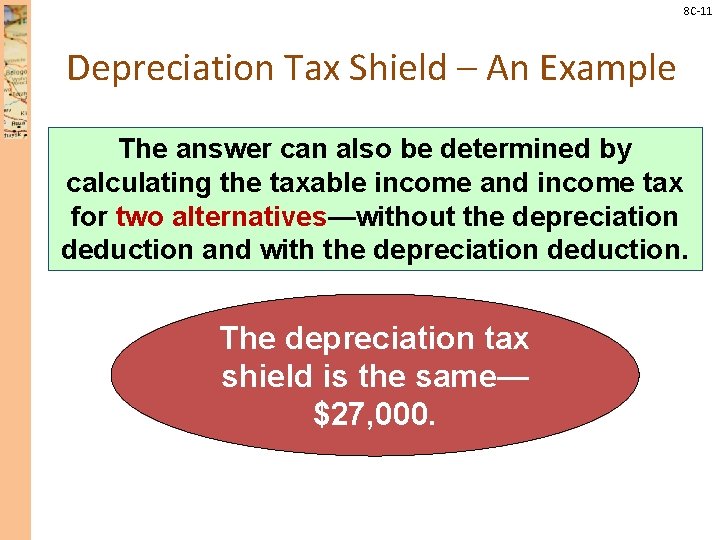 8 C-11 Depreciation Tax Shield – An Example The answer can also be determined