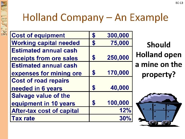 8 C-13 Holland Company – An Example Should Holland open a mine on the