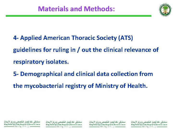 Materials and Methods: 4 - Applied American Thoracic Society (ATS) guidelines for ruling in