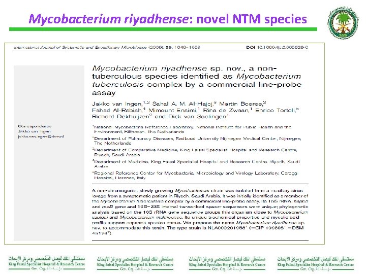 Mycobacterium riyadhense: novel NTM species 