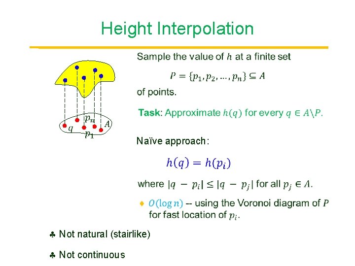 Height Interpolation Naïve approach: Not natural (stairlike) Not continuous 