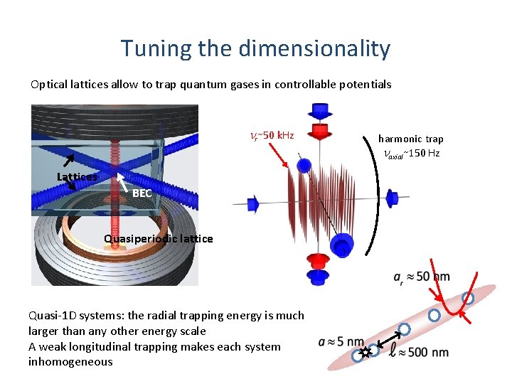 Tuning the dimensionality Optical lattices allow to trap quantum gases in controllable potentials nr∼
