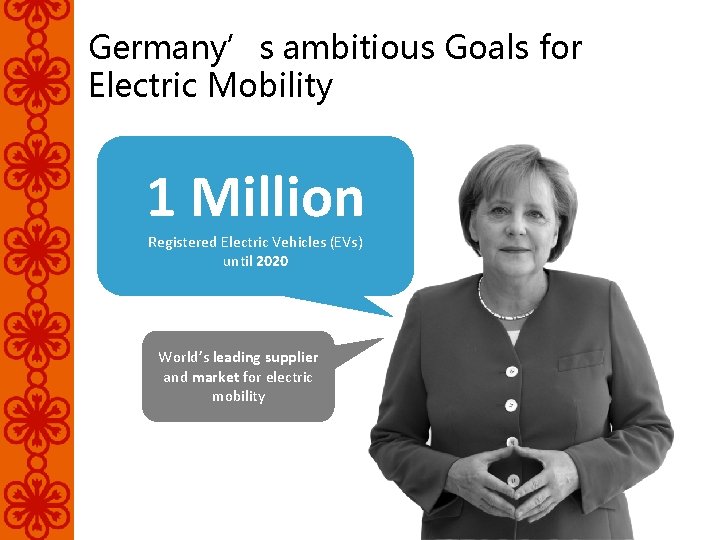 Germany’s ambitious Goals for Electric Mobility 1 Million Registered Electric Vehicles (EVs) until 2020