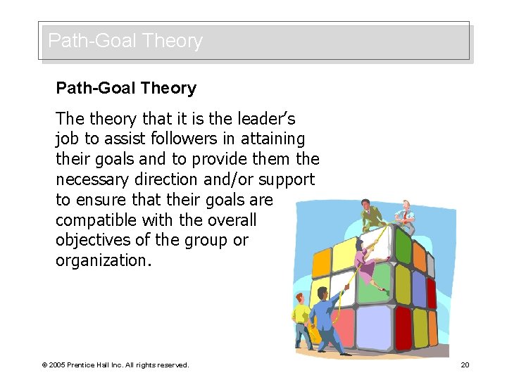 Path-Goal Theory The theory that it is the leader’s job to assist followers in