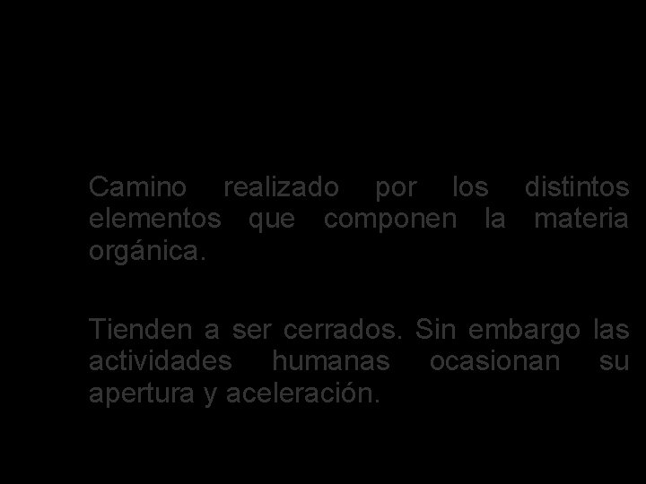 Ciclos Biogeoquímicos Camino realizado por los distintos elementos que componen la materia orgánica. Tienden