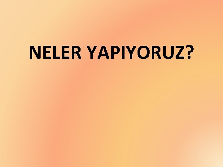 NELER YAPIYORUZ? 