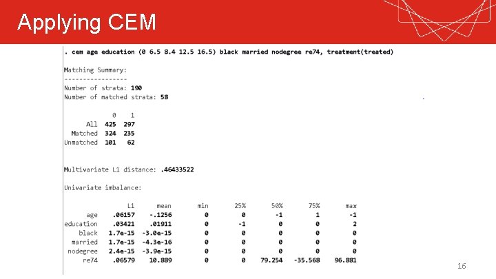 Applying CEM 16 