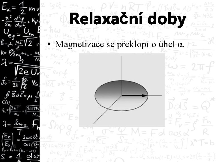 Relaxační doby • Magnetizace se překlopí o úhel α. 