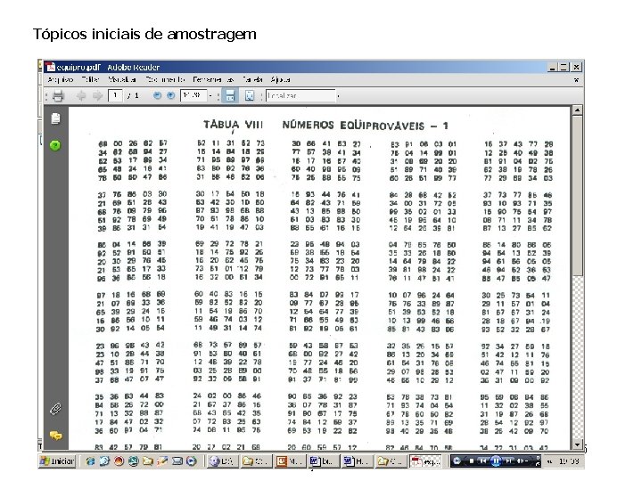 Tópicos iniciais de amostragem Aula 9 - Amostragem, probabilidade, distribuição binomial 6 