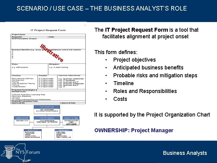 SCENARIO / USE CASE – THE BUSINESS ANALYST’S ROLE The IT Project Request Form