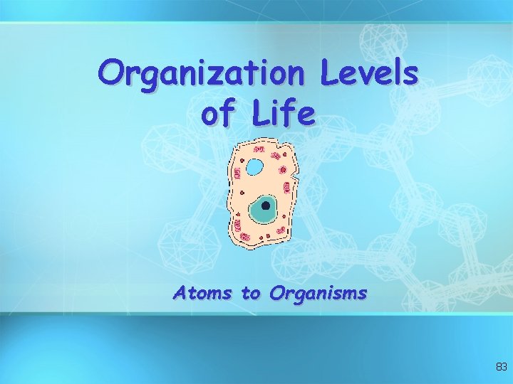 Organization Levels of Life Atoms to Organisms 83 