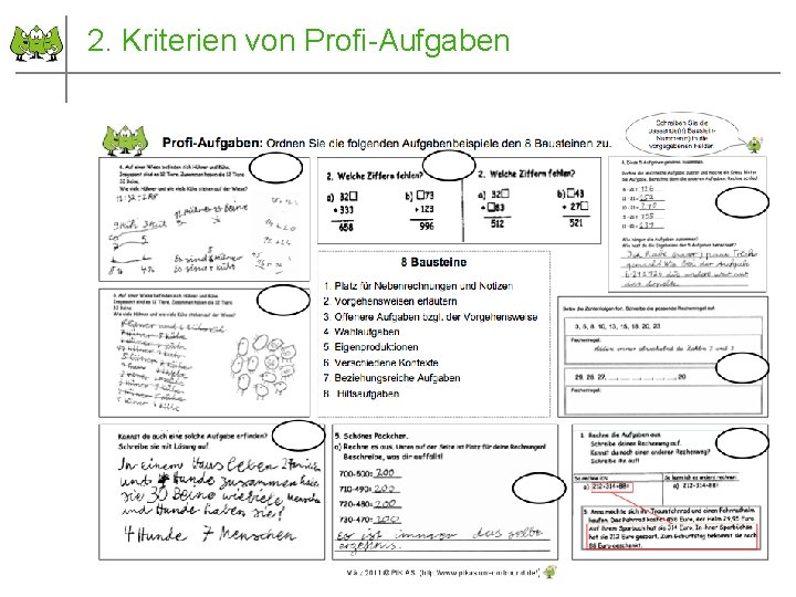 2. Kriterien von Profi-Aufgaben September 2011 © PIK AS (http: //www. pikas. dzlm. de)