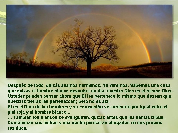 Después de todo, quizás seamos hermanos. Ya veremos. Sabemos una cosa que quizás el