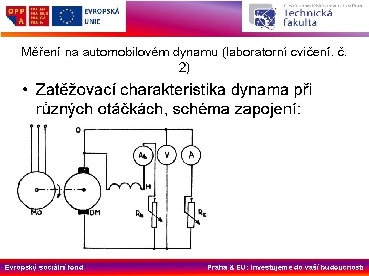 Měření na automobilovém dynamu (laboratorní cvičení. č. 2) • Zatěžovací charakteristika dynama při různých