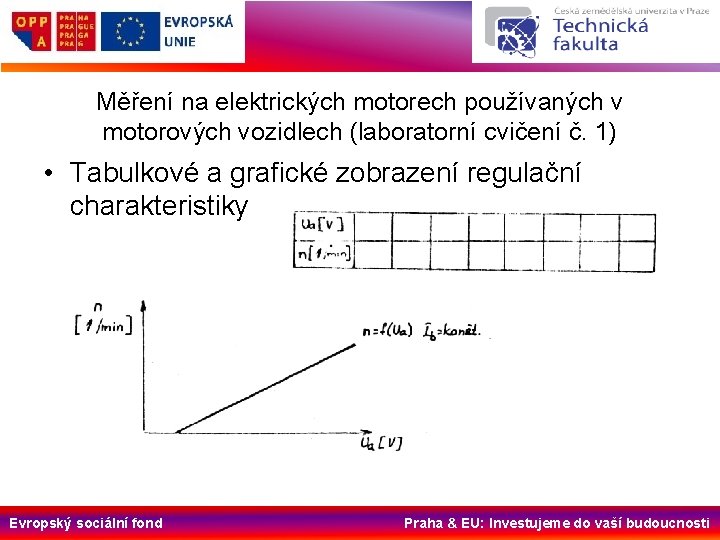 Měření na elektrických motorech používaných v motorových vozidlech (laboratorní cvičení č. 1) • Tabulkové