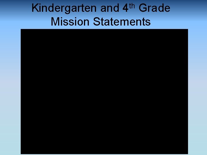 Kindergarten and 4 th Grade Mission Statements 