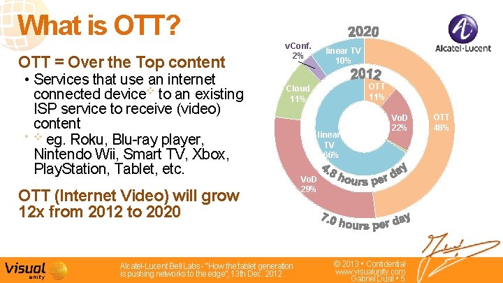 What is OTT? OTT = Over the Top content • Services that use an