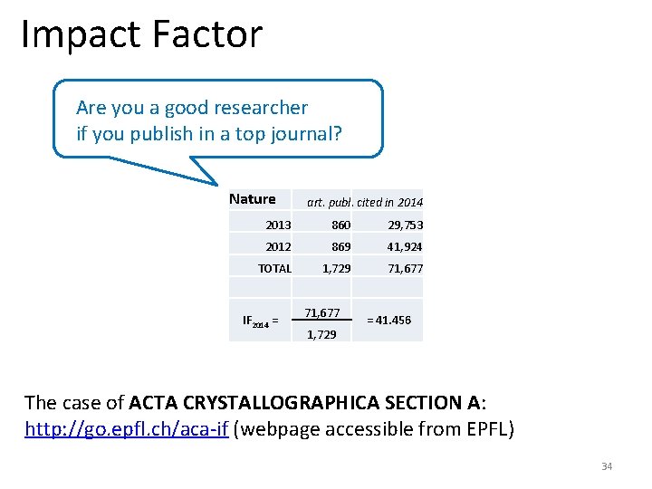 Impact Factor Are you a good researcher if you publish in a top journal?